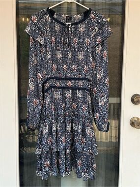 Floral Boho Tiered Navy Dress